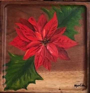 poinsettia  on plate.