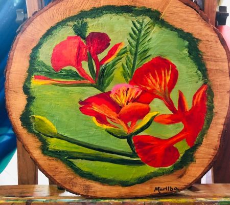 pride of bds. flower  on wood